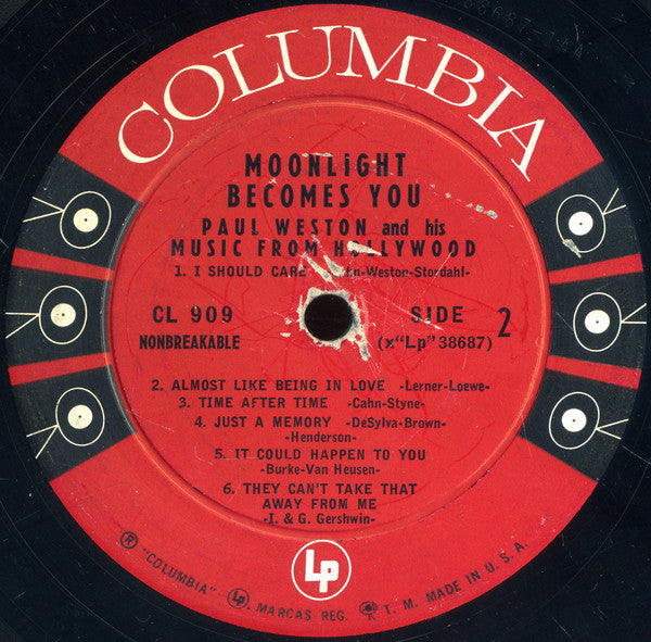 Paul Weston And His Music From Hollywood : Moonlight Becomes You (LP, Album, No )