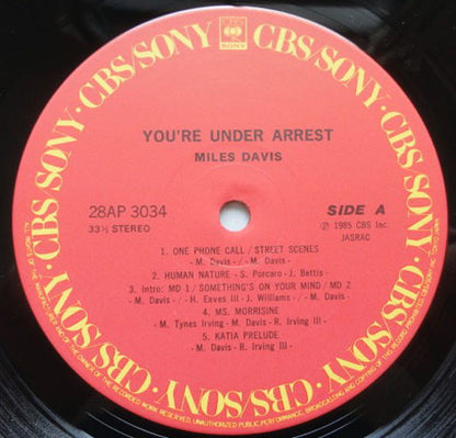 Miles Davis : You're Under Arrest (LP, Album, Gat)