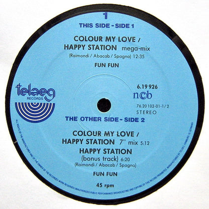 Fun Fun : Colour My Love | Happy Station (Megamix) (12", Maxi, Ltd)