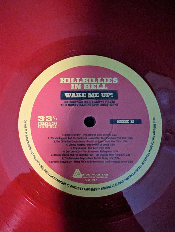 Various : Hillbillies In Hell: Wake Me Up! Brimstone And Beauty From The Nashville Pulpit (1952-1974) (LP, Comp, Ltd, Red)