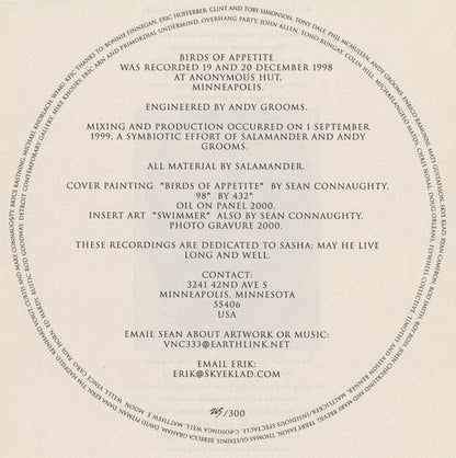Salamander (5) : Birds Of Appetite (2xLP, Album, Ltd, Num)