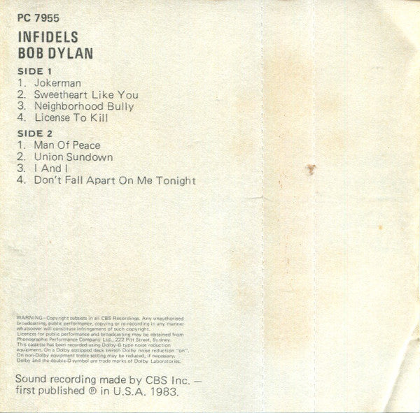 Bob Dylan : Infidels (Cass, Album)