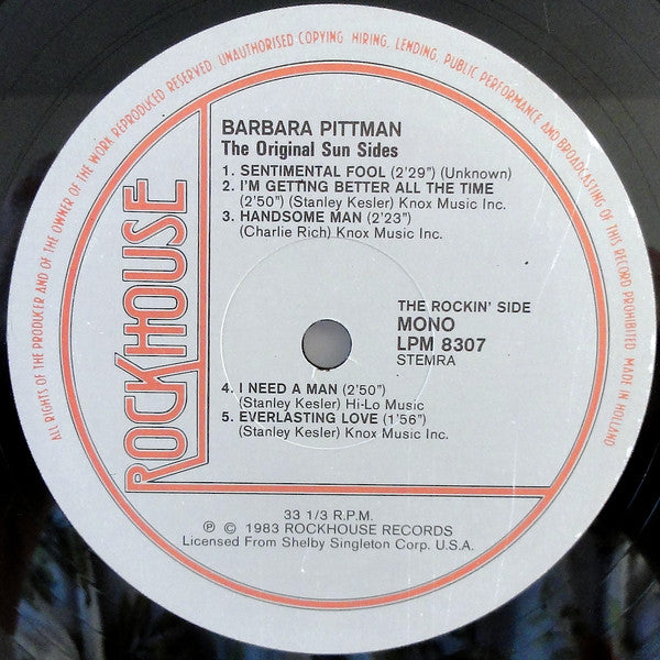 Barbara Pittman : The Original Sun Sides (LP, Comp)