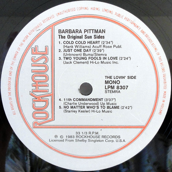 Barbara Pittman : The Original Sun Sides (LP, Comp)