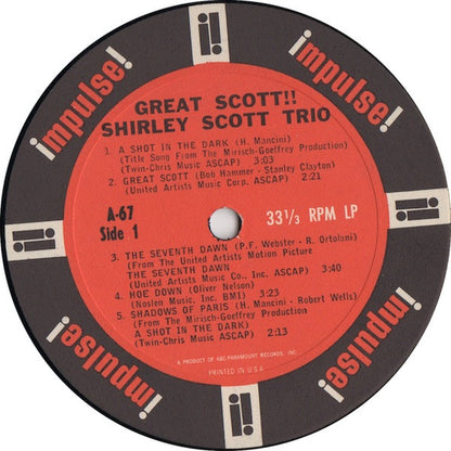 Shirley Scott Trio : Great Scott!! (LP, Album, Mono)