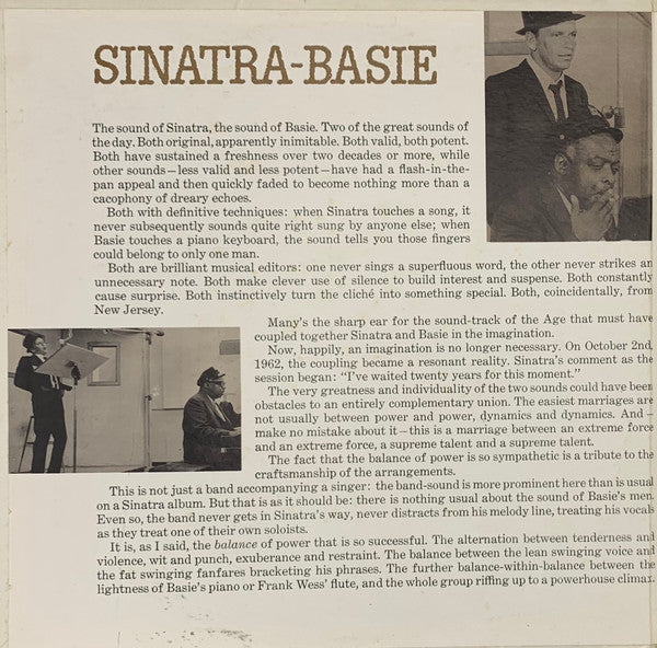 Frank Sinatra - Count Basie : Sinatra - Basie: An Historic Musical First (LP, Album, RE)