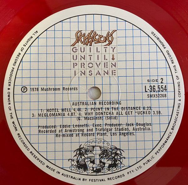 Skyhooks : Guilty Until Proven Insane (LP, Album, Ltd, Red)
