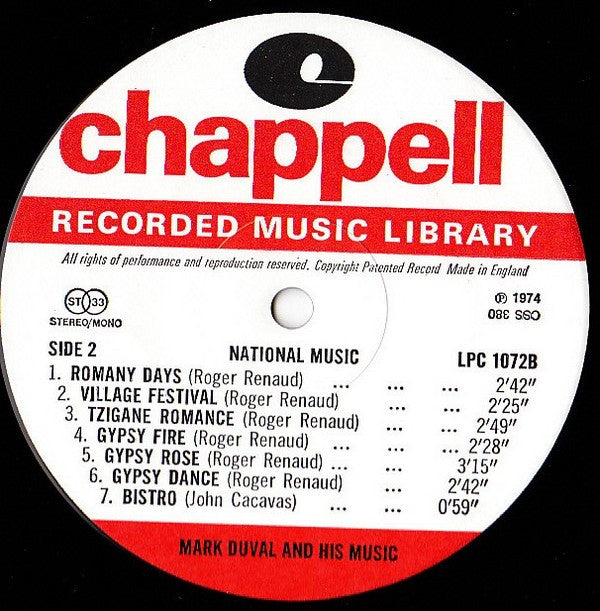 Mark Duval And His Music : National Music (LP)