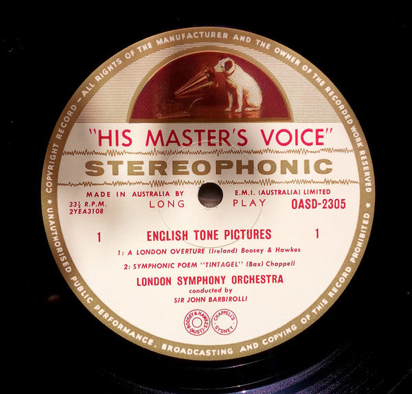 Sir John Barbirolli • John Ireland / Arnold Bax / Frederick Delius • London Symphony Orchestra : English Tone Pictures (LP)