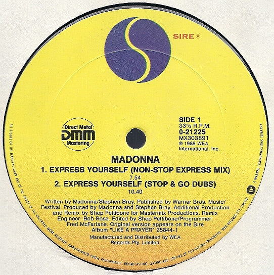 Madonna : Express Yourself (12", Single)