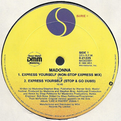 Madonna : Express Yourself (12", Single)