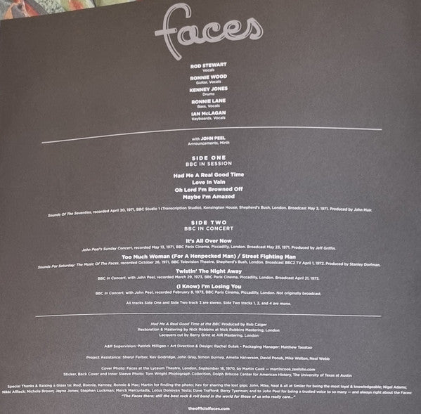 Faces (3) : Had Me A Real Good Time At The BBC (In Session & In Concert 1971-1973) (LP, Album, RSD, Mono, Ltd, Ora)