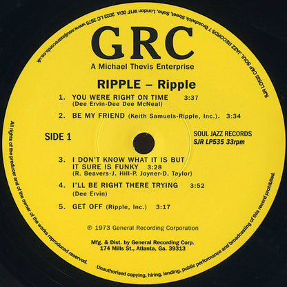 Ripple : Ripple (LP, Album, RSD, Ltd, RE)