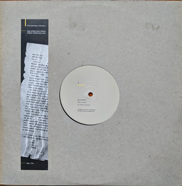 The Durutti Column : Say What You Mean, Mean What You Say (12", EP)