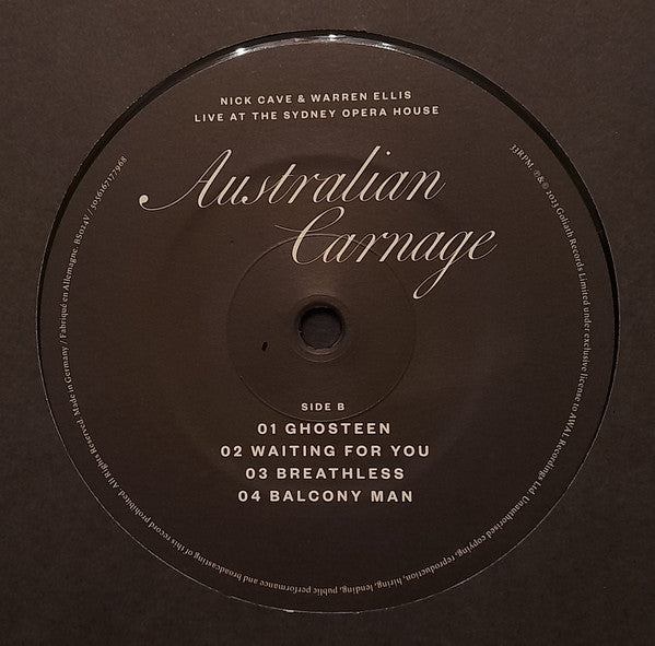 Nick Cave & Warren Ellis : Australian Carnage (Live At The Sydney Opera House) (LP, Album, Ltd)