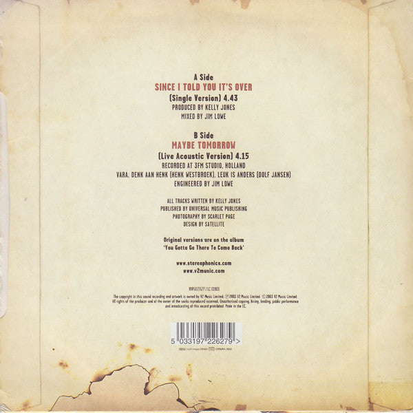 Stereophonics : Since I Told You It's Over (7", Single)