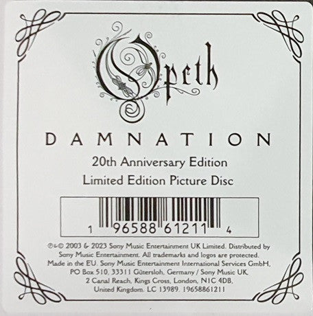Opeth : Damnation (LP, Album, Pic, RE, 20t)