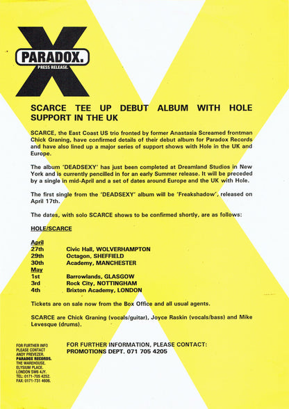 Scarce : Freak Shadow (12", Single, Promo)