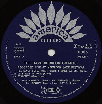 The Dave Brubeck Quartet Featuring: Paul Desmond : Recorded Live At Newport Jazz Festival (LP, Album)