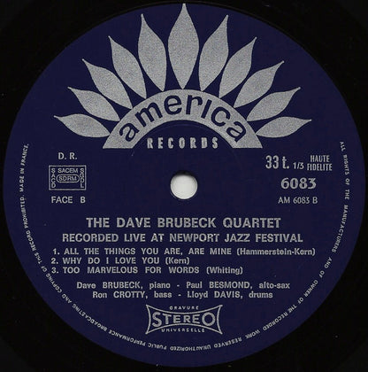 The Dave Brubeck Quartet Featuring: Paul Desmond : Recorded Live At Newport Jazz Festival (LP, Album)