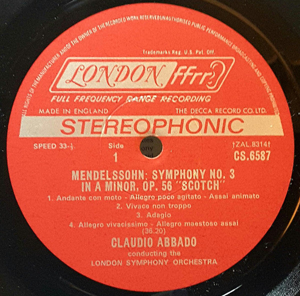 Mendelssohn*, London Symphony*, Abbado* : Scotch Symphony / Italian Symphony (LP)