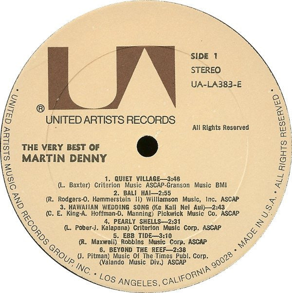 Martin Denny : The Very Best Of Martin Denny (LP, Comp, RE)