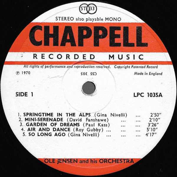 Ole Jensen And His Orchestra : Chappell Recorded Music (LP)