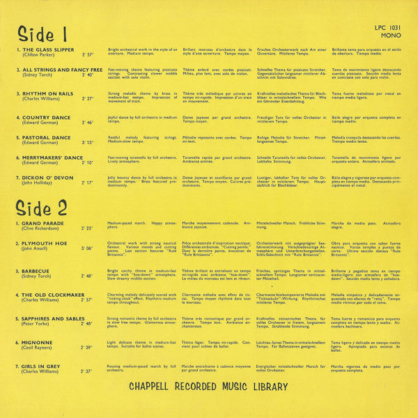The Queen's Hall Light Orchestra : Chappell Recorded Music (LP)