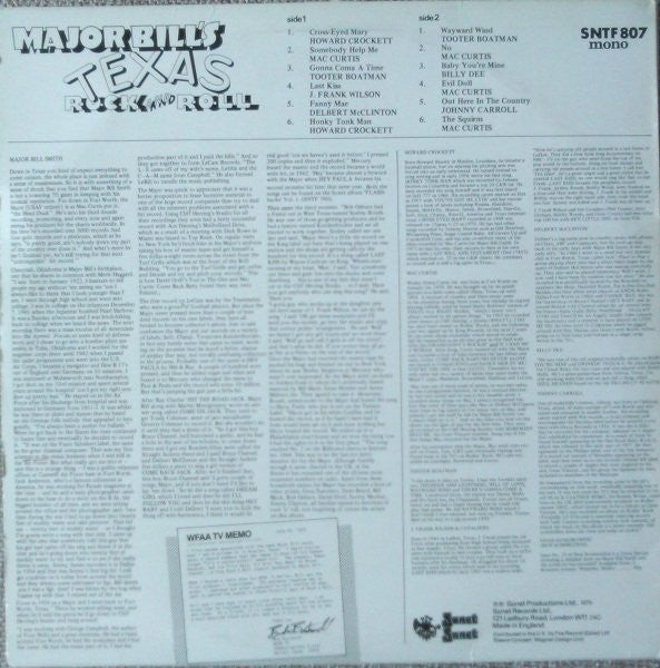 Various : Major Bill's Texas Rock And Roll (LP, Comp, Mono)