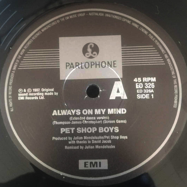 Pet Shop Boys : Always On My Mind (12", Pic)
