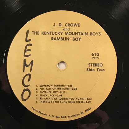 J.D. Crowe And The Kentucky Mountain Boys : Ramblin' Boy (LP, Album)