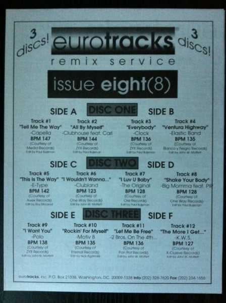 Various : Eurotracks Mixes Issue Eight (8) (3x12", Promo)