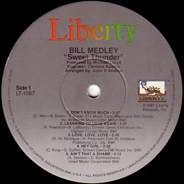 Bill Medley : Sweet Thunder (LP, Album)