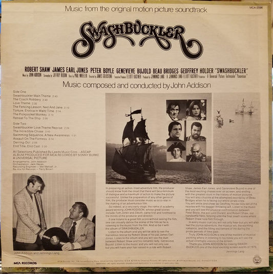 John Addison : Swashbuckler (Music From The Motion Picture Soundtrack) (LP, Album)