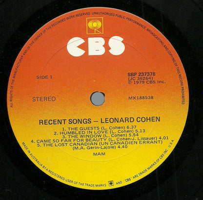 Leonard Cohen : Recent Songs (LP, Album)