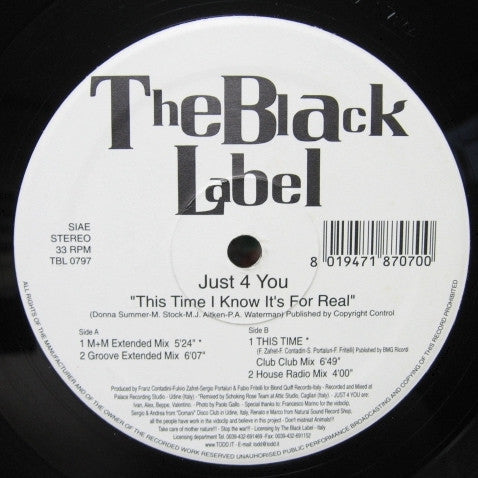 4 Tune (3) : This Time I Know It's For Real (12")