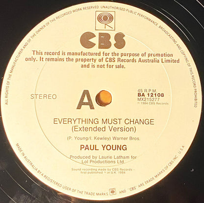 Paul Young : Everything Must Change (12", Single, Promo)