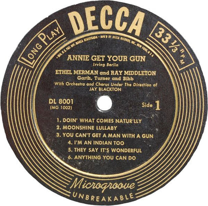 Ethel Merman With Ray Middleton, "Annie Get Your Gun" Original Broadway Cast : Annie Get Your Gun (LP, Album, RE)