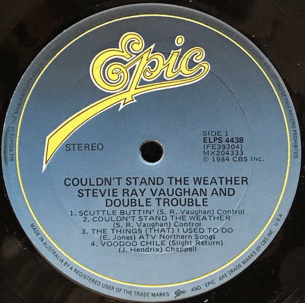 Stevie Ray Vaughan & Double Trouble : Couldn't Stand The Weather (LP, Album)
