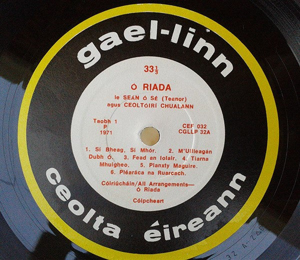 Seán Ó Riada Le Seán Ó Sé Agus Ceoltóirí Chualann : Ó Riada (LP)
