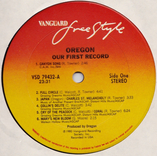 Oregon : Our First Record (LP, Album)