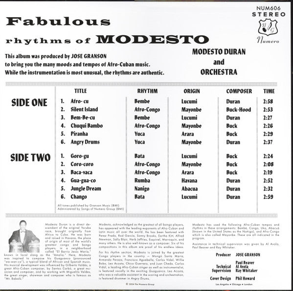 Modesto Duran : Fabulous Rhythms Of Modesto (LP, Album, RE, Red)