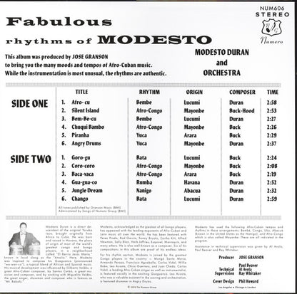 Modesto Duran : Fabulous Rhythms Of Modesto (LP, Album, RE, Red)