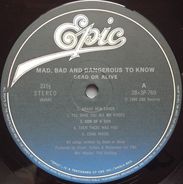 Dead Or Alive = デッド・オア・アライヴ* : Mad, Bad And Dangerous To Know = ブランド・ニュー・ラヴァー (LP, Album)