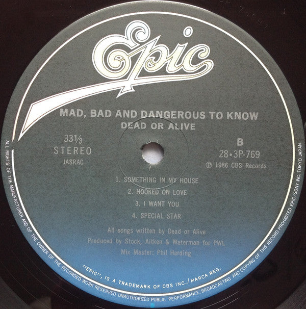 Dead Or Alive = デッド・オア・アライヴ* : Mad, Bad And Dangerous To Know = ブランド・ニュー・ラヴァー (LP, Album)