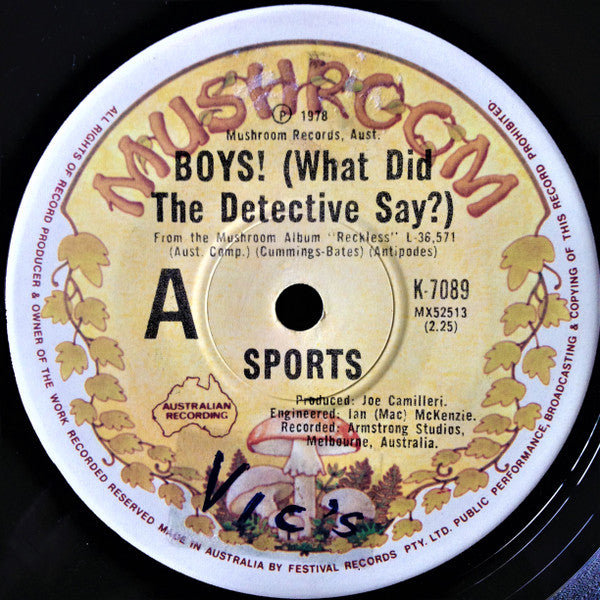 The Sports : Boys! (What Did The Detective Say?) (7", Single)