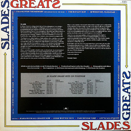 Slade : Slades Greats (LP, Comp)