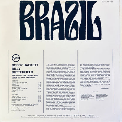 Bobby Hackett / Billy Butterfield Featuring The Guitar And Voice Of Luiz Henrique : Bobby / Billy / Brasil (LP, Album, RE)