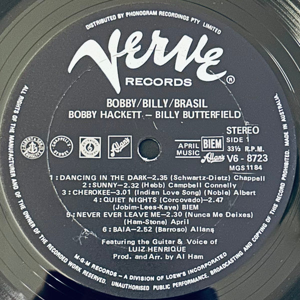 Bobby Hackett / Billy Butterfield Featuring The Guitar And Voice Of Luiz Henrique : Bobby / Billy / Brasil (LP, Album, RE)