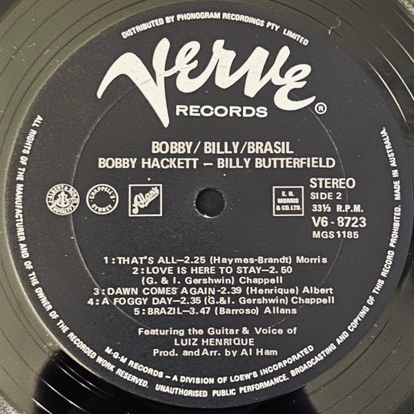 Bobby Hackett / Billy Butterfield Featuring The Guitar And Voice Of Luiz Henrique : Bobby / Billy / Brasil (LP, Album, RE)